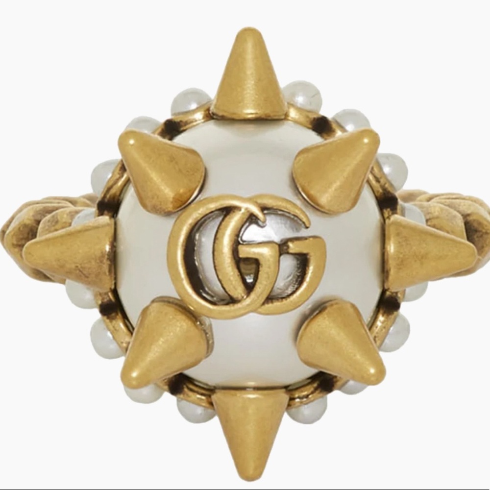 New in box Gucci Pearl Gold Studded Ring